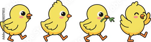Canvastavla Cute Cartoon Baby Chick Character Clipart Collection Vector Featuring Friendly K