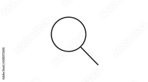 Minimalist black magnifying glass icon symbolizing search or investigation on a white background flat design simple line art vector illustration