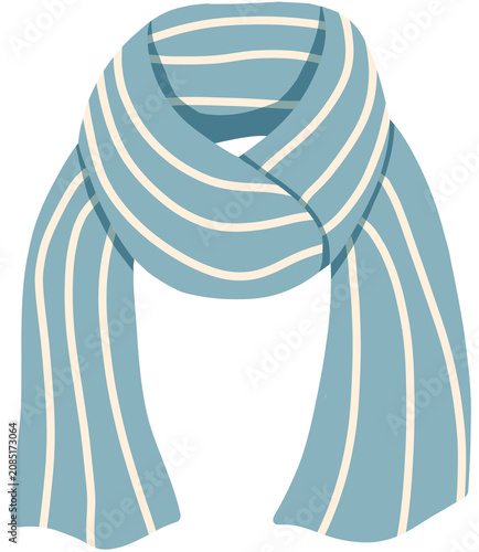 Принти на полотні Cozy blue and white striped winter scarf doodle illustration