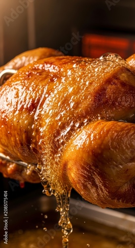 Roasted pork with savory gravy flowing.