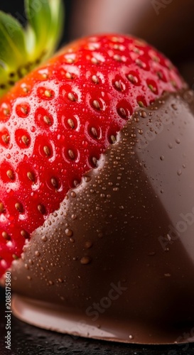 Strawberry dipped in dark chocolate sweet.