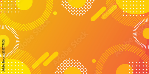 Quadro su tela Orange geometric pattern with circles and stripes vibrant vector illustration