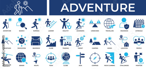 Bild auf Leinwand Adventure icon set collection