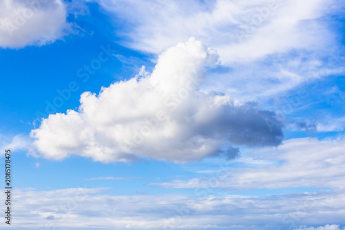 Photography big cumulus cloud in blue cloudy sky in summer
