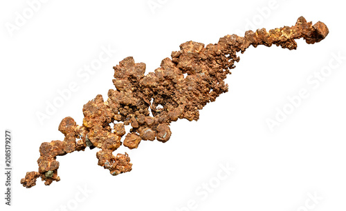 Fotografía specimen of mineral from geological collection - pure crystalline native copper
