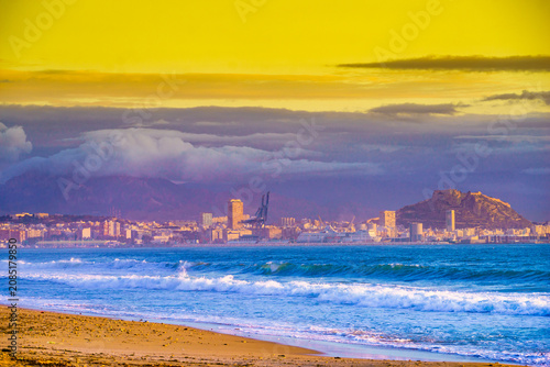 Coastal view with Alicante city in Spain