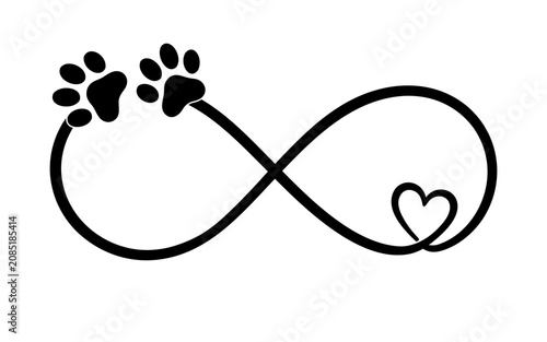 Infinity Paw Print Heart SVG | Pet Lover Infinity Symbol | Dog Cat Paw Vector | Animal Love Cut File