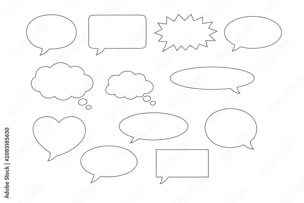 Fototapeta premium Speech bubbles and conversation frames in various shapes