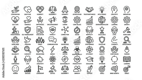 Fotografía Collection of business and personal growth related icons and symbols