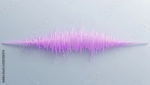 Audio Waveform Visualization Concept Featuring a Glowing Purple Sound Frequency Spectrum Against a Minimalist Light Background Representing Digital Audio Processing Music Production and High Fidelity 