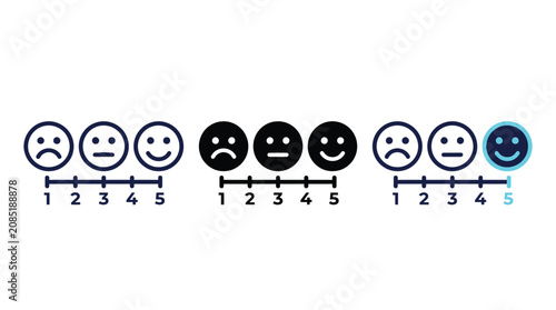 Satisfaction Rating Scale Icon Set with Emoji Faces from 1 to 5