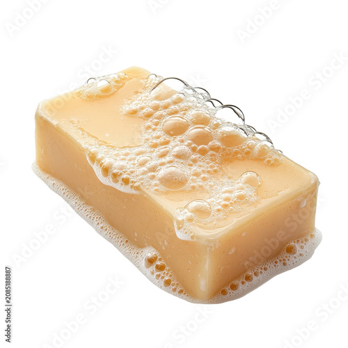 Close-up of a fresh butter bar with bubbles on surface isolated on black background