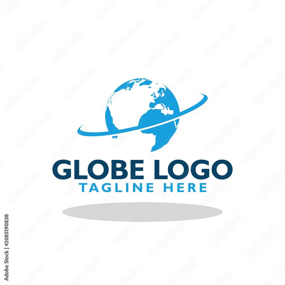 Fototapeta premium Globe logo icon with shadow
