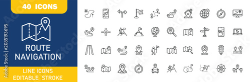 Fotografía Route web icons in line style