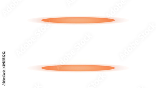 Pair of horizontal orange glowing oval shapes with soft blurred edges isolated on a plain white background, for digital usage