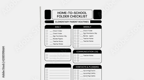 Home To School Folder Checklist for Elementary Parents Back-To-School