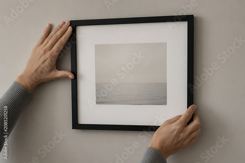 Measuring and aligning picture frame as concept of obsessive compulsive disorder