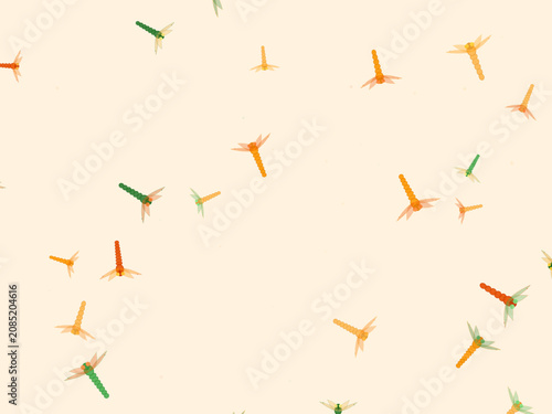 Bild auf Leinwand Colorful Dragonflies Scattered Nature Summer Pattern