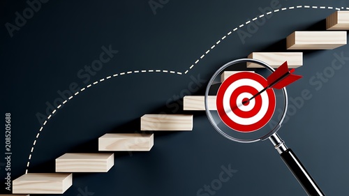 Business success concept with staircase target and strategic growth planning
