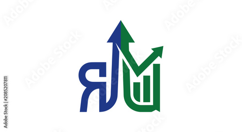 Abstract Logo Design Combining Arrows and Charts Representing Growth and Success