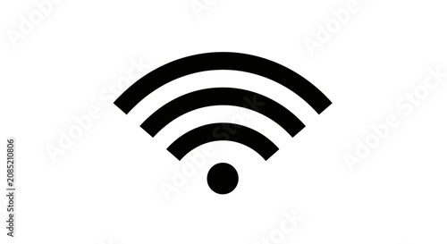Wi-Fi Symbol Depicted in Black and White against a Plain White Background