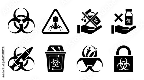 Cuadro en lienzo Biohazard Symbols Set, Biological Hazard Icons, Danger Warning Signs, Medical Wa