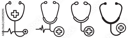 Foto Stethoscope line icons set, health medical care concept.
