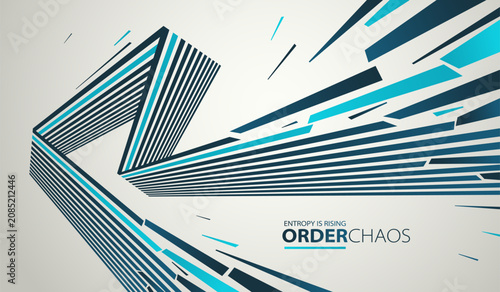 Photos Debris particles exploding in chaos vector abstract background, entropy is rising to decay and disorder, elements flying in motion, 3D wallpaper