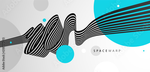 Konstfotografi Abstract background with curve lines in 3D perspective, dynamic stripes tape looks like road, journey trip wallpaper, futuristic dynamic expanse theme