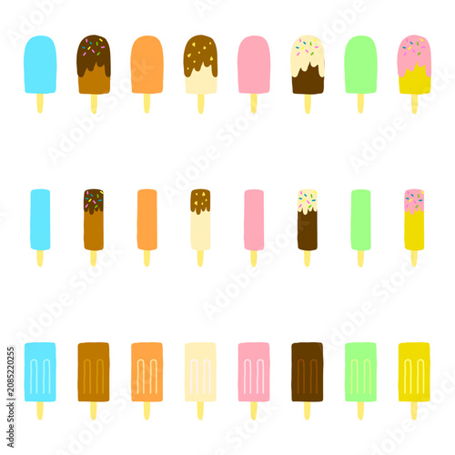 Colorful popsicle ice candy illustration collection