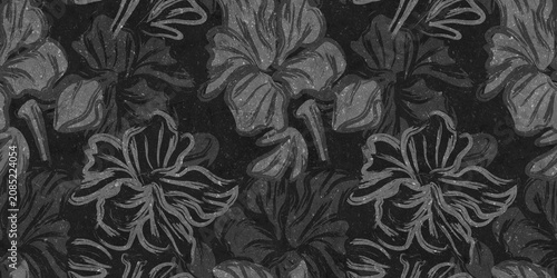Foto black and white seamless pattern vintage shabby damask floral patchwork texture