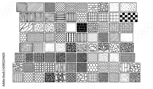 Seamless Architectural Hatch Pattern Vector Collection with CAD Texture Brick Stone Wood Concrete and Engineering Fill Patterns