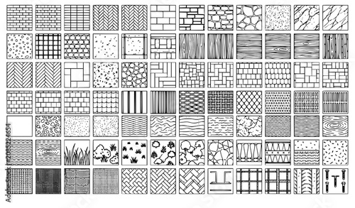Architectural CAD Hatch Pattern Vector Pack with Seamless Construction Material Engineering and Blueprint Texture Collection