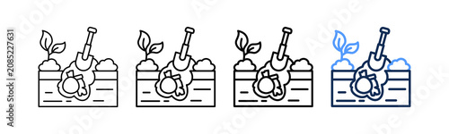 Obraz na plátně Burying Garbage Icon Different Style Outline Collection Set