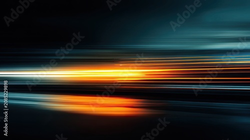Abstract streaks of vibrant orange, white, and teal light blur