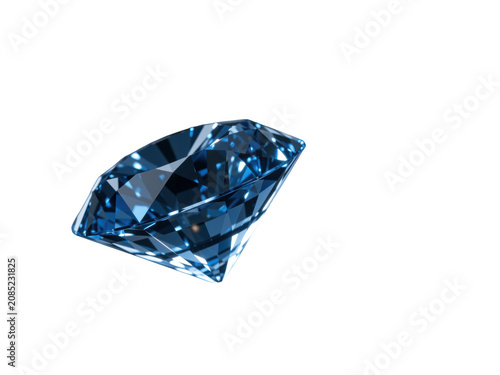 Blue diamond gem 3d icon transparent background