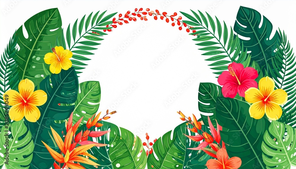 Fototapeta premium Vibrant spring garden with blooming daffodils and ferns.