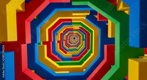 Vibrant Geometric Tunnel: A Kaleidoscope of Colors and Shapes.