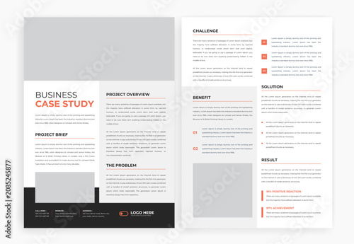 Case study template with minimal design, double sided case study flyer template, Modern case study layout template