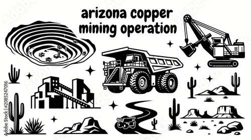 Cuadro en lienzo large open pit copper mine in arizona with heavy industrial excavation terraces