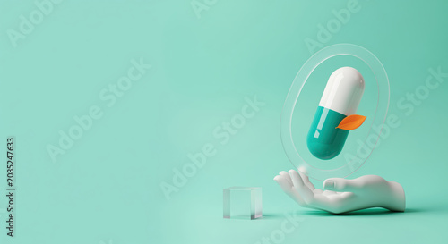 Natural health support meets everyday preventive care through a botanical capsule, giving pharmacies and wellness providers a marketable theme for supplements, immunity and gentle treatment choices