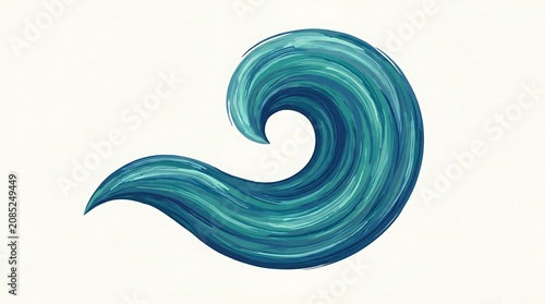 Abstract stylized ocean wave illustration with swirling blue and teal shades dynamic motion and minimalist background for marine nature