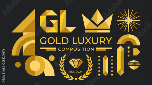 Canvas-taulu Golden luxury logo design composition.