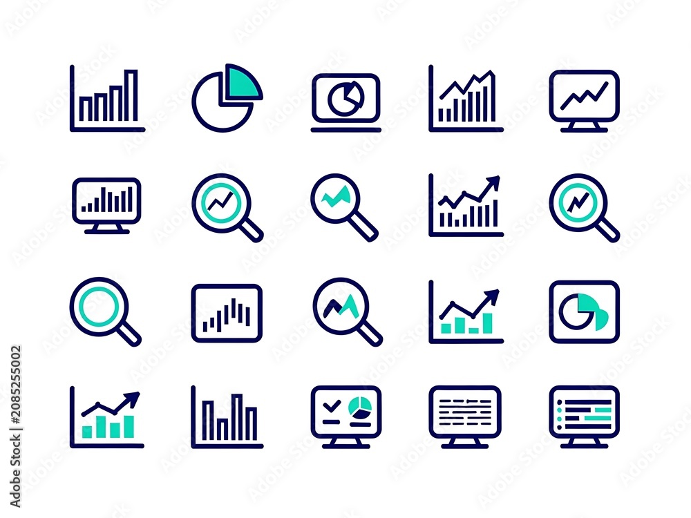 Obraz premium Market analysis technology icons sets . Editable stroke. Vector illustration.