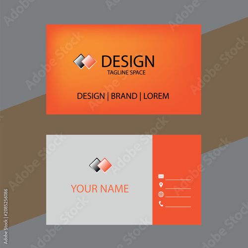 Vector orange corporate business card template design mockup layout