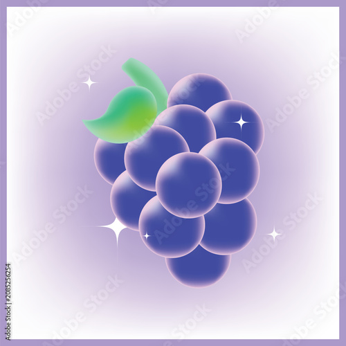 Vector purple grapes cluster bunch single fruit food icon