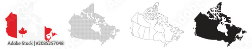 Mexico Map Collection with National Flag, Outline, Dotted and Black Silhouette Vector Design