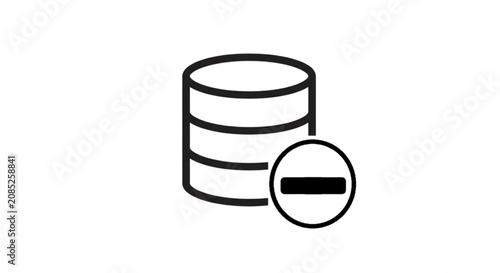 Photos Database mismatch vector image showing data storage cylinder icon with a minus s