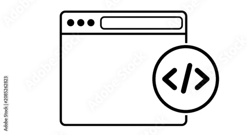 Tableau sur toile Web application development software source code line vector image representing