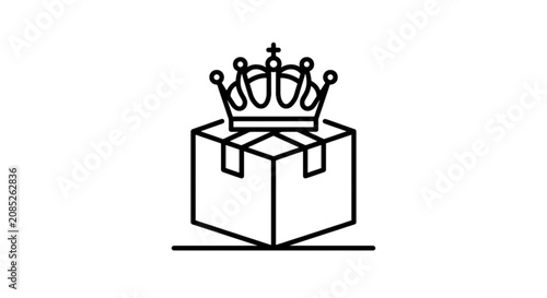 Εκτύπωση καμβά Premium quality delivery service package line vector image presenting cardboard
